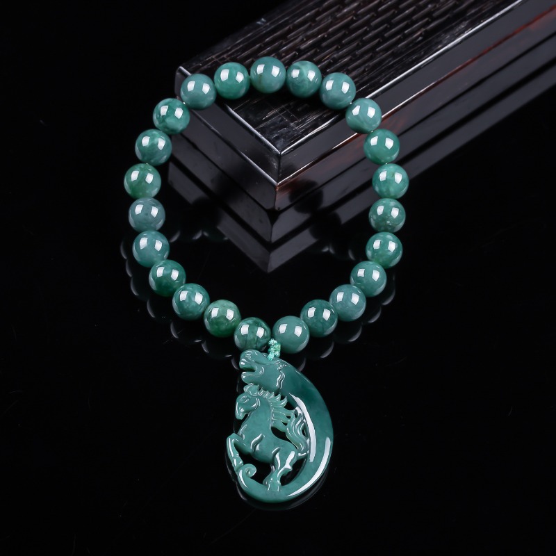 Jewelry & Watches Spółka Z Ograniczoną Odpowiedzialnością Sp Z Oo - Natural Jadeite Blue Water Zodiac Horse