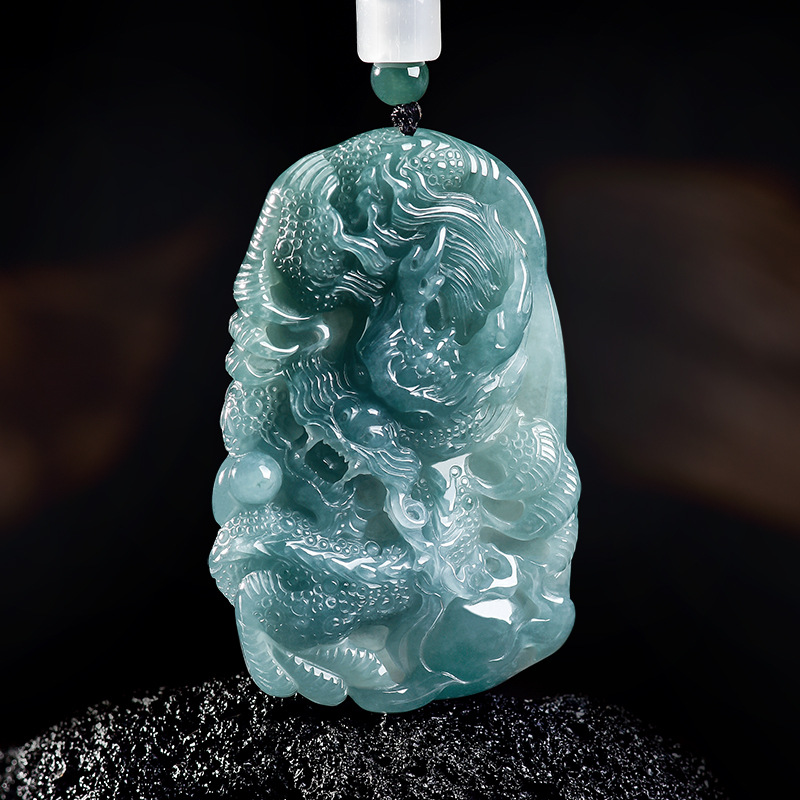 Jewelry & Watches Spółka Z Ograniczoną Odpowiedzialnością Sp Z Oo - Natural Burmese Jadeite Dragon Pendant Necklace