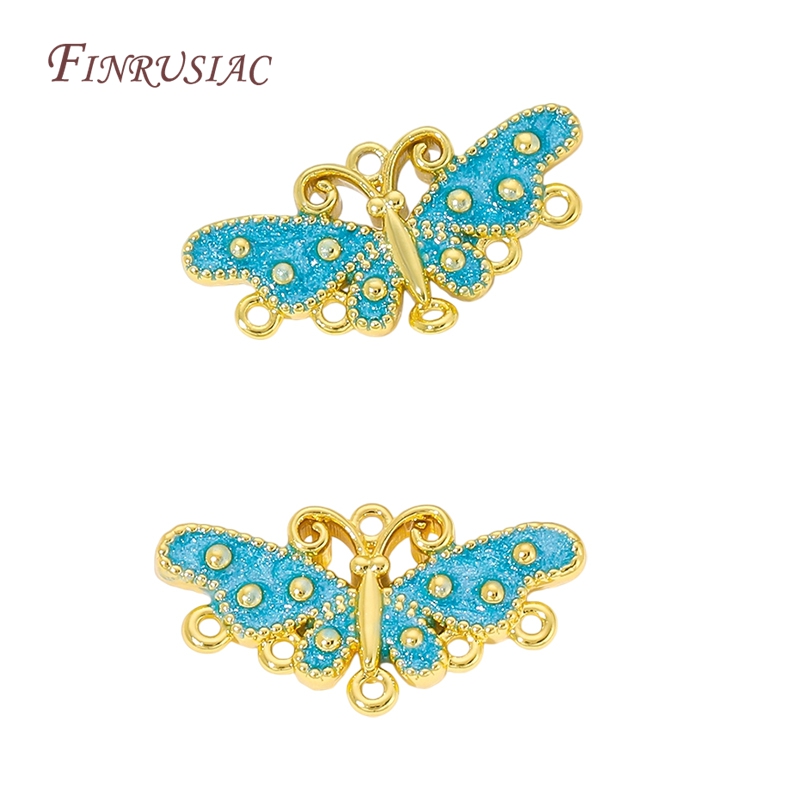 Butterfly Pendant Necklace - 18K Gold Plated Blue Enamel Butterfly