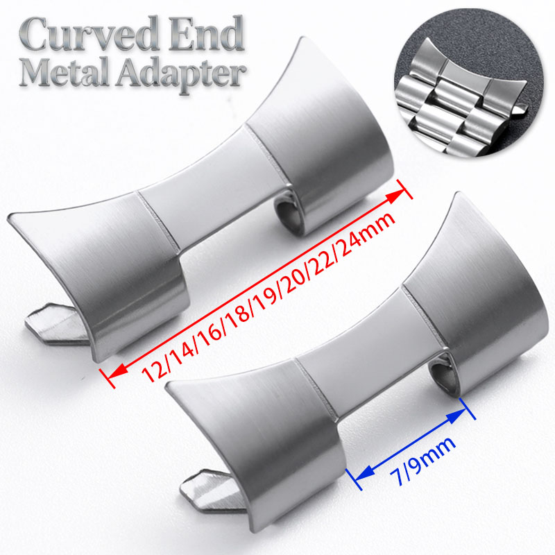Jewelry Rolex Watches - Curved End Stainless Steel Adapter 12/14/16/18/19/20/22/24mm