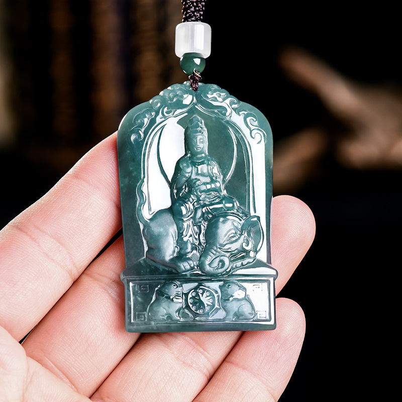 Jewelry & Watches Spółka Z Ograniczoną Odpowiedzialnością Sp Z Oo - Natural Burmese Jadeite Guanyin Pendant Necklace