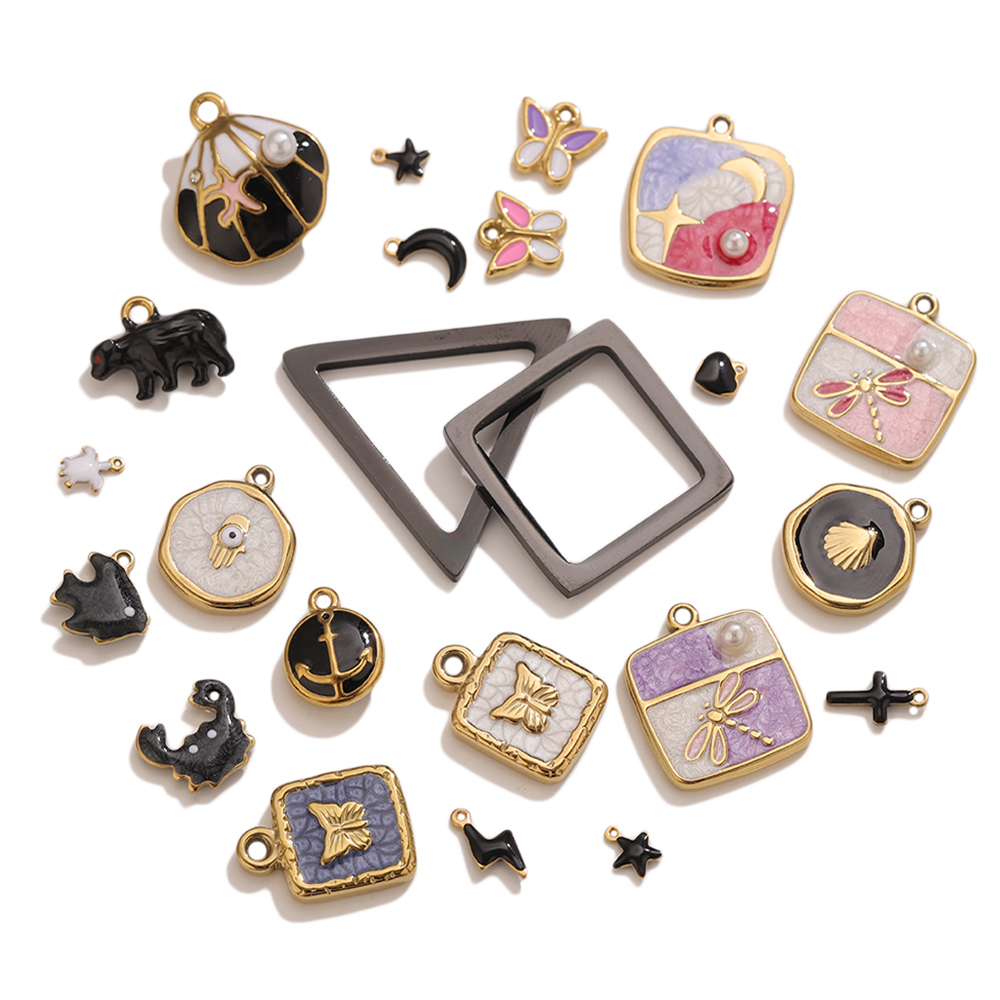 Butterfly Pendant Necklace - 2-20Pcs Small Star Moon Animals Enamel