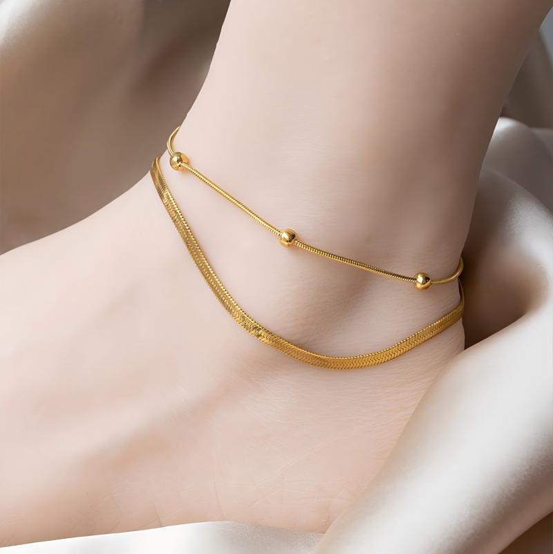 Jc Jewelry & Watches Reviews - Double-layer Gold Color Anklet for Women,