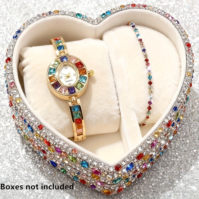 Jewelry Watch Making - 2pcs Elegant Colorful Rhinestone Women Quartz