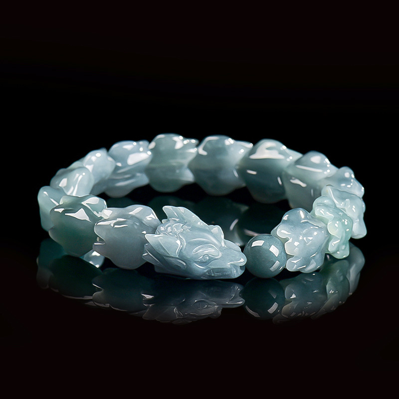 Jewelry & Watches Spółka Z Ograniczoną Odpowiedzialnością Sp Z Oo - Blue Burmese Jadeite Dragon Bracelet Carved