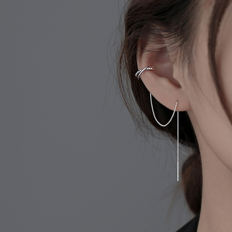 Real 925 Sterling Silver Doubl - Ear Cuff No Piercing recension och pris