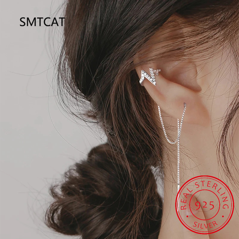 Real 925 Sterling Silver Doubl - Ear Cuff No Piercing recension och pris