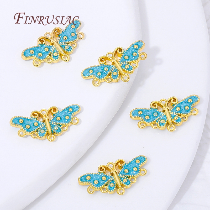 18K Gold Plated Blue Enamel Bu - Butterfly Pendant Necklace recension och pris