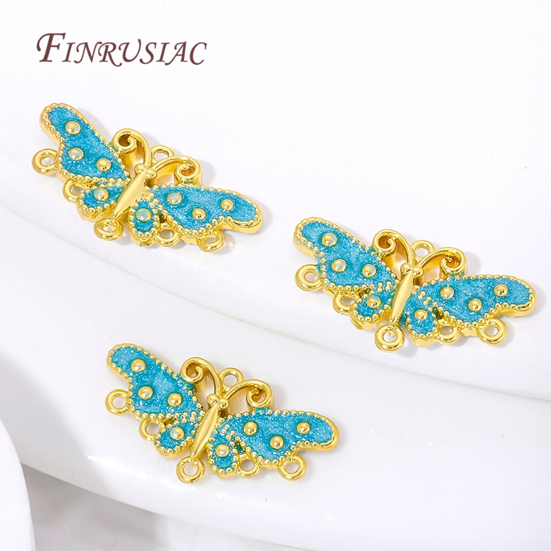 18K Gold Plated Blue Enamel Bu - Butterfly Pendant Necklace recension och pris