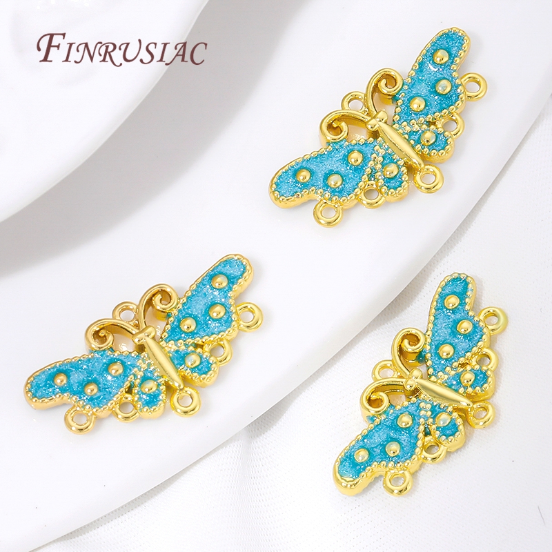 18K Gold Plated Blue Enamel Bu - Butterfly Pendant Necklace recension och pris