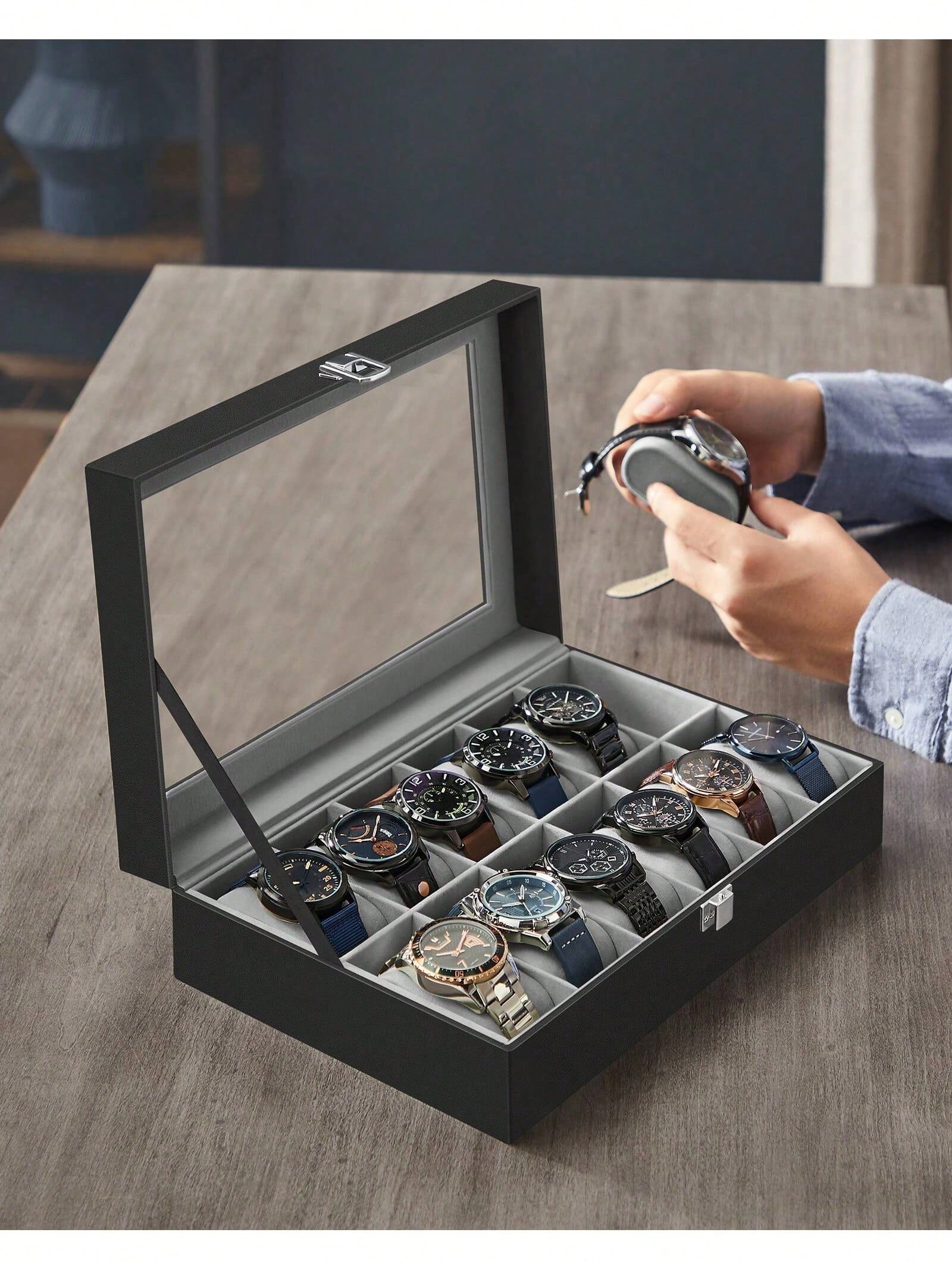 12-Slot Lockable Watch Box wit - Jewelry Bracelet Watches recension och pris