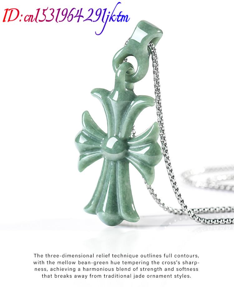 Natural Burmese Jadeite Cross  - Jewelry & Watches Spółka Z Ograniczoną Odpowiedzialnością Sp Z Oo recension och pris