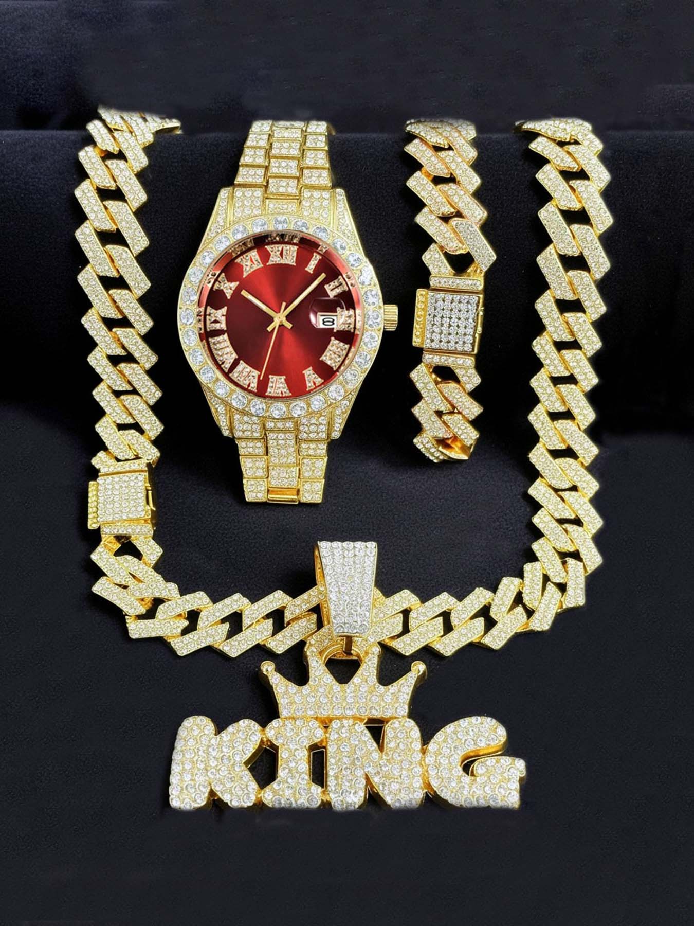 Men's Bling Jewelry Set: Gold  - King'S Jewelry Watches recension och pris