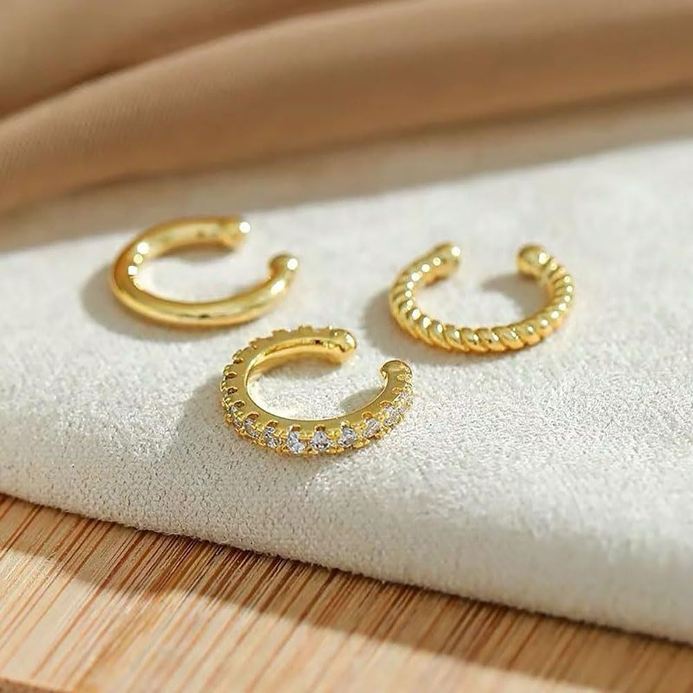 3Pcs/Set Fashion Gold Color Cr - Ear Cuff No Piercing recension och pris