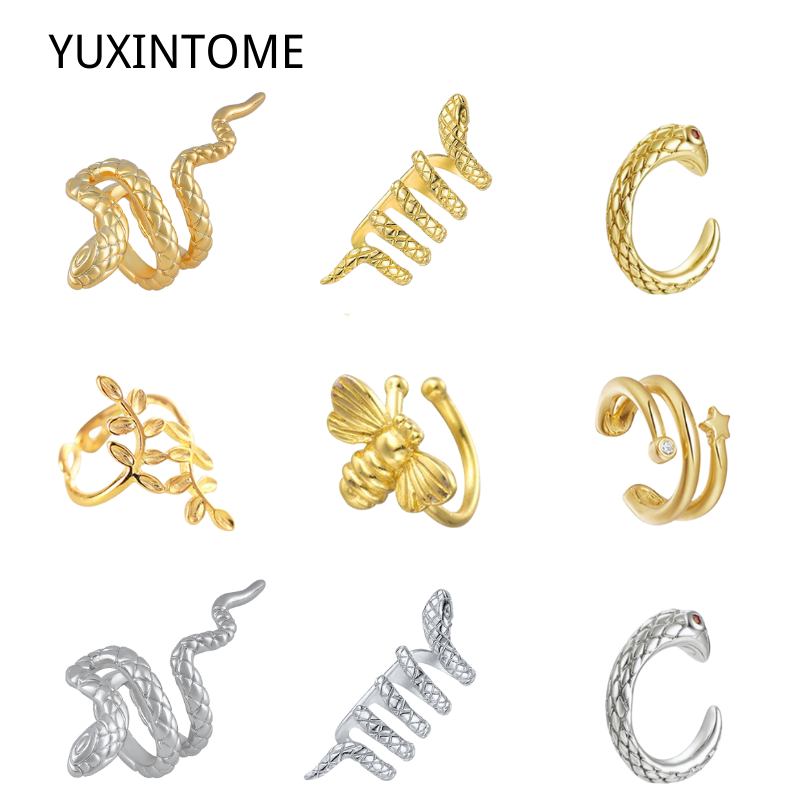 1PC Plated 24K Gold Vintage Cr - Ear Cuff No Piercing recension och pris
